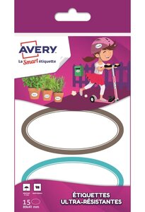 Sachet de 15 étiquettes ultra-résistantes ovales - 41 x 89 mm avery