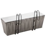 vidaXL Lits surélevés de balcon 2 Pièces 50 cm Gris Résine tressée