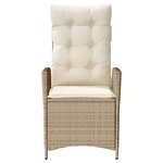 vidaXL Chaise inclinable de jardin avec coussins beige résine tressée