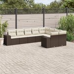 vidaXL Salon de jardin avec coussins 9 Pièces marron résine tressée