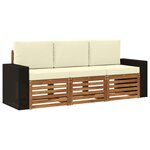 vidaXL Ensembles de canapés avec coussin 3 Pièces Bois d'Acacia Massif