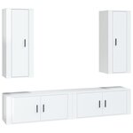 vidaXL Ensemble de meubles TV 4 Pièces Blanc brillant Bois d'ingénierie