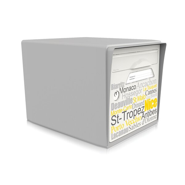 Boîte aux lettres normalisée 1 face gris souris – "Sous le soleil" – fabriquée en France – en résine – ne rouille pas – porte interchangeable