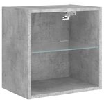 vidaXL Table de chevet murale avec lumières LED gris béton
