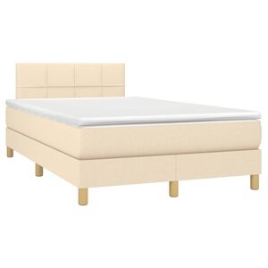 vidaXL Sommier à lattes de lit avec matelas crème 120x190 cm tissu