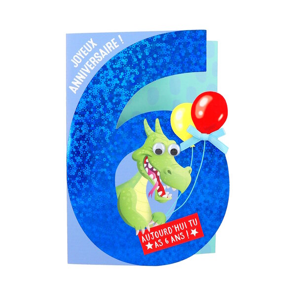 Carte De Voeux - Anniversaire - Joyeux anniversaire ! Aujourd'hui tu as 6 ans !
