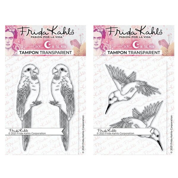 4 Tampons transparents - Perruches + Colibris - 9 5 x 6 5 cm