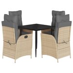 vidaXL Ensemble à manger de jardin coussins 5 Pièces mélange beige rotin