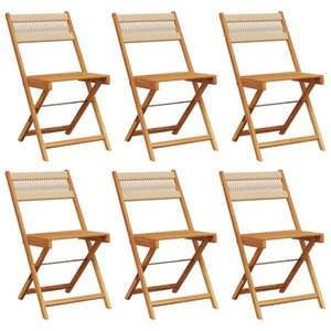 vidaXL Chaises de jardin pliantes lot de 6 beige bois d'acacia massif