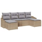 vidaXL Ensemble de canapé de jardin 6 Pièces Beige Poly rotin