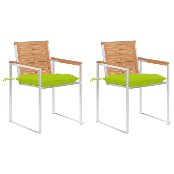vidaXL Chaises de jardin avec coussins lot de 2 Teck solide et acier