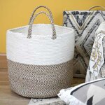 Panier en coton kilim - blanc et naturel