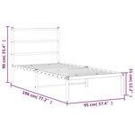 vidaXL Cadre de lit métal sans matelas avec tête de lit noir 90x190 cm