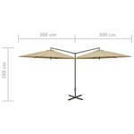 vidaXL Parasol de jardin double avec mât en acier taupe 600 cm