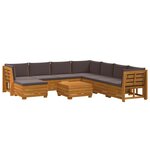 vidaXL Ensemble de canapés d'extérieur avec coussin 9 Pièce Marron