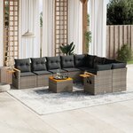 vidaXL Salon de jardin avec coussins 10 Pièces gris résine tressée