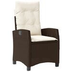vidaXL Ensemble de Salle à Manger de Jardin de 7 Pièces avec Coussins Marron Poly Rotin