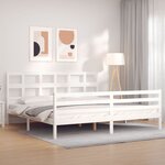 vidaXL Cadre de lit sans matelas blanc bois massif