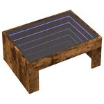vidaXL Table basse avec LED infini chêne fumé 70x50x30 cm