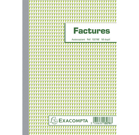 Manifold Factures 21x14 8cm 50 Feuillets Dupli Autocopiants - Motif  - X 10 - Exacompta