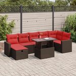 vidaXL Salon de jardin avec coussins 8 Pièces noir résine tressée acacia
