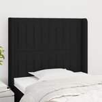 vidaXL Tête de lit avec oreilles Noir 103x16x118/128 cm Tissu