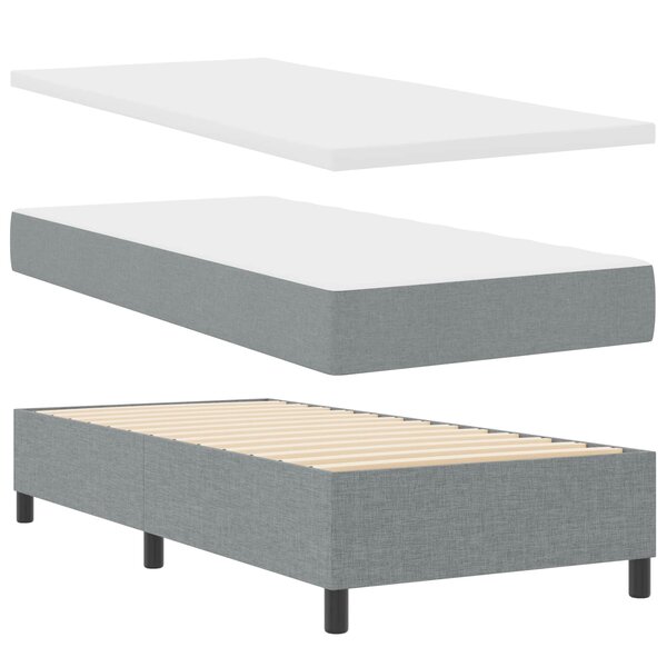vidaXL Lit à ressorts avec matelas Gris clair 90 x 190 cm tissu
