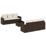 vidaXL Salon de jardin avec coussins 7 Pièces marron résine tressée