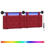 vidaXL Tête de lit suspendue Avec lumière LED Bordeaux Simili cuir