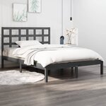 vidaXL Cadre de lit Gris Bois massif 150x200 cm Très grand