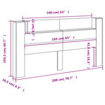 vidaXL Armoire tête de lit avec LED chêne fumé 200x16 5x103 5 cm