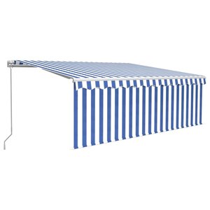 vidaXL Auvent manuel rétractable avec store 4x3 m Bleu et blanc