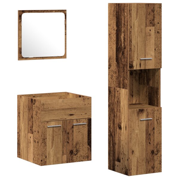 vidaXL Ensemble de meubles de salle de bain 3 pièces en bois vieilli