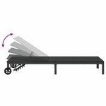 vidaXL Chaise longue avec roues en poly rattan noir