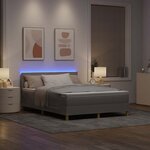 vidaXL Lit à ressort LED avec bandes LED Taupe 140 x 200 cm tissu