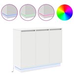 vidaXL Buffet LED avec étagère Blanc 90 x 32 x 75 cm Bois d'ingénierie