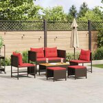 vidaXL Ensemble de canapé de jardin 6 Pièces Marron et rouge polyrotin