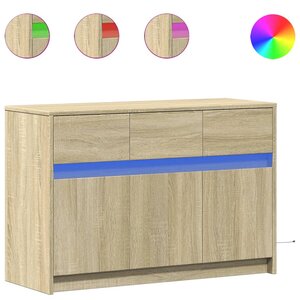 vidaXL Meuble TV avec LED chêne sonoma 91x34x61 cm bois d'ingénierie