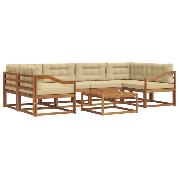 vidaXL Ensemble de canapés d'extérieur 7 Pièces Naturel et Beige
