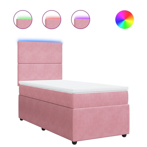 vidaXL Sommier à lattes de lit avec matelas Rose 90x190 cm Velours