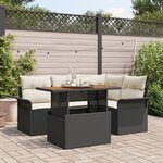vidaXL Ensemble de salle à manger jardin 5 pièces avec coussins en rattan noir