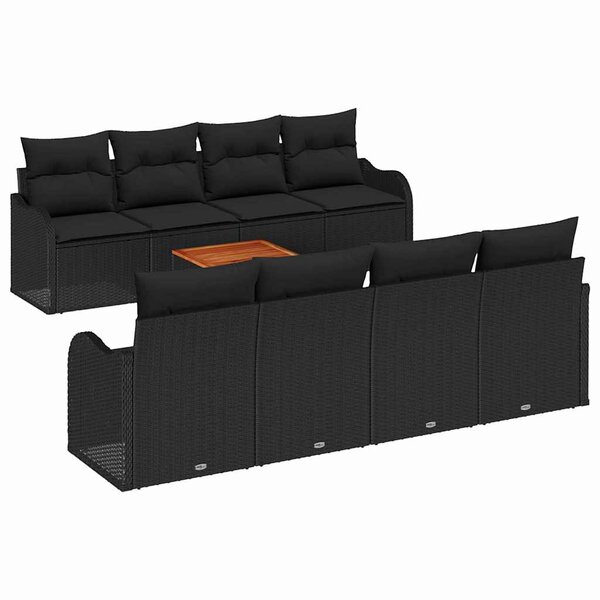 vidaXL Ensemble de canapé de jardin 9 Pièces Noir