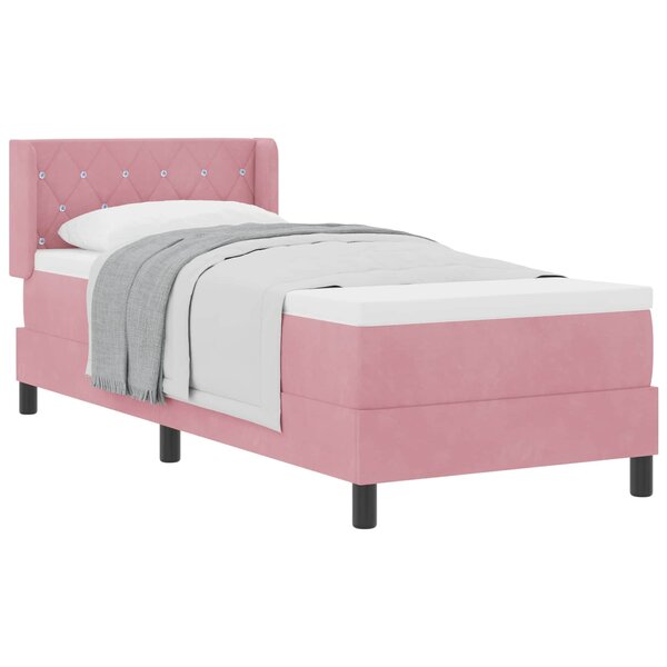 vidaXL Lit à ressorts avec matelas Rose 200 x 80 cm Polyester