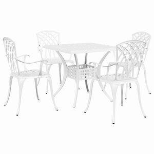 vidaXL Ensemble de tables de jardin 5 Pièces Blanc Aluminium coulé