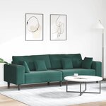 vidaXL Canapé en velours avec coussin Vert foncé 208 cm Velours