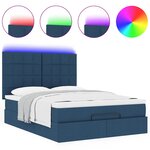 VidaXL Cadre de lit ottoman avec matelas bleu 140x200 cm tissu