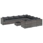 vidaXL Salon de jardin 11 Pièces avec coussins gris résine tressée