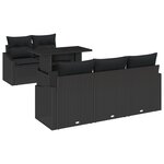 vidaXL Ensemble de Canapé de Jardin 6 Pièces avec Coussins - Poly Rattan Noir