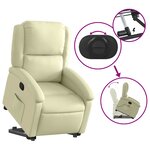 vidaXL Fauteuil inclinable de massage crème cuir véritable