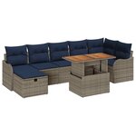 vidaXL Ensemble de canapé de jardin avec coussin 8 Pièces Gris polyrotin